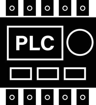 plc icon plc circuit board panel sign electrical mechanical smart switch component symbol flat style vector